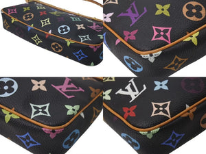 極美品 LOUIS VUITTON ルイヴィトン ポシェットアクセソワール アクセサリーポーチ M92648 モノグラム マルチカラー ブラック 中古 4c073108
