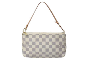 極美品 LOUIS VUITTON ルイヴィトン ポシェット アクセソワール アクセサリーポーチ N51986 ダミエ アズール ホワイト 中古 4c073109