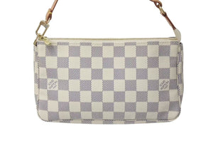 極美品 LOUIS VUITTON ルイヴィトン ポシェット アクセソワール アクセサリーポーチ N51986 ダミエ アズール ホワイト 中古 4c073109