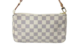極美品 LOUIS VUITTON ルイヴィトン ポシェット アクセソワール アクセサリーポーチ N51986 ダミエ アズール ホワイト 中古 4c073109