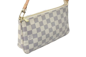 極美品 LOUIS VUITTON ルイヴィトン ポシェット アクセソワール アクセサリーポーチ N51986 ダミエ アズール ホワイト 中古 4c073109