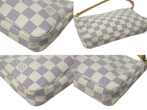 極美品 LOUIS VUITTON ルイヴィトン ポシェット アクセソワール アクセサリーポーチ N51986 ダミエ アズール ホワイト 中古 4c073109