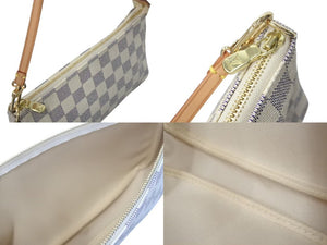 極美品 LOUIS VUITTON ルイヴィトン ポシェット アクセソワール アクセサリーポーチ N51986 ダミエ アズール ホワイト 中古 4c073109