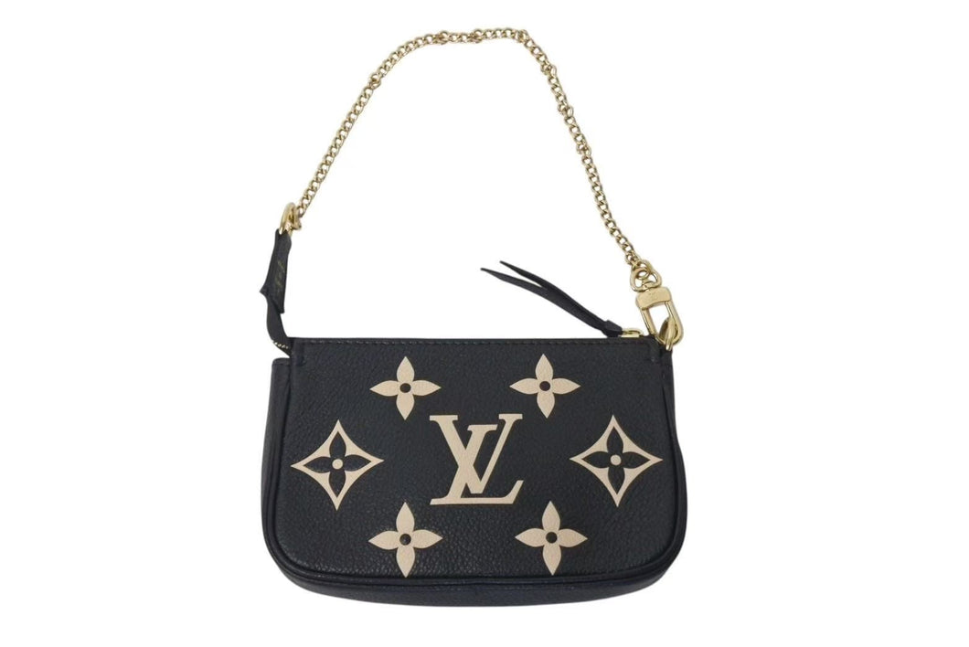 極美品 LOUIS VUITTON ルイヴィトン ミニ ポシェット アクセソワール アクセサリーポーチ M80732 モノグラム アンプラント ブラック 中古 4c073110