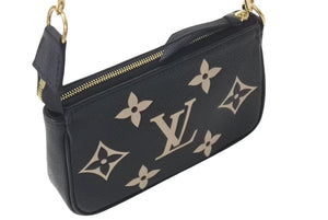 極美品 LOUIS VUITTON ルイヴィトン ミニ ポシェット アクセソワール アクセサリーポーチ M80732 モノグラム アンプラント ブラック 中古 4c073110