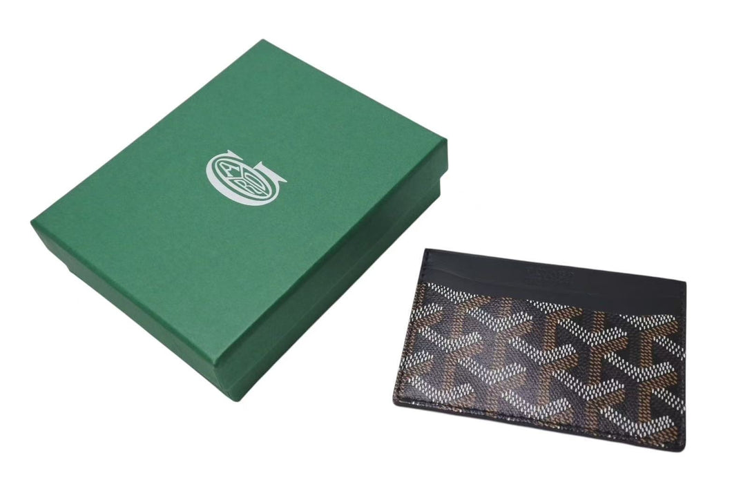 新品未使用品 GOYARD ゴヤール サンシュルピス カードケース キャンバス レザー ブラック 中古 4c073115