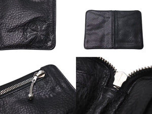 極美品 CHROME HEARTS クロムハーツ バンクローバー 二つ折り財布 ダガージップ クロスパッチ ブラック レザー シルバー925 中古 4c073116