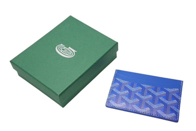 新品未使用品 GOYARD ゴヤール サンシュルピス カードケース キャンバス レザー ブルー 中古 4c073117