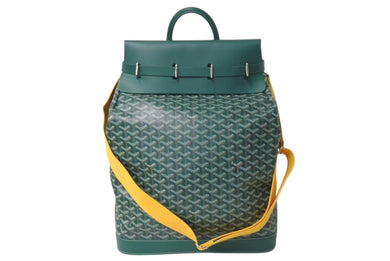 極美品 GOYARD ゴヤール スティーマー PM ショルダーバッグ STEAM2PMLTY09CL09P グリーン PVC レザー 中古 4c073118