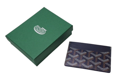 新品未使用品 GOYARD ゴヤール サンシュルピス カードケース キャンバス レザー ネイビー 中古 4c073119