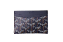Load image into Gallery viewer, 新品未使用品 GOYARD ゴヤール サンシュルピス カードケース キャンバス レザー ネイビー 中古 4c073119