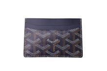 Load image into Gallery viewer, 新品未使用品 GOYARD ゴヤール サンシュルピス カードケース キャンバス レザー ネイビー 中古 4c073119