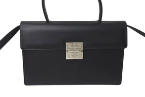極美品 GIVENCHY ジバンシー ショルダーバッグ ハンドバッグ 2WAY カーフレザー ブラックロゴ金具 シルバー金具 中古 4c073121 