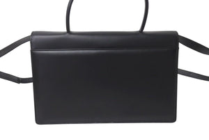 極美品 GIVENCHY ジバンシー ショルダーバッグ ハンドバッグ 2WAY カーフレザー ブラックロゴ金具 シルバー金具 中古 4c073121 