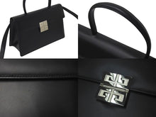 画像をギャラリービューアに読み込む, 極美品 GIVENCHY ジバンシー ショルダーバッグ ハンドバッグ 2WAY カーフレザー ブラックロゴ金具 シルバー金具 中古 4c073121 