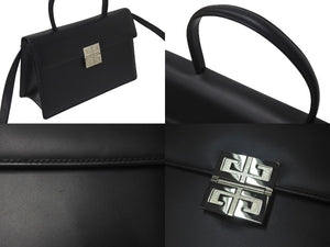 極美品 GIVENCHY ジバンシー ショルダーバッグ ハンドバッグ 2WAY カーフレザー ブラックロゴ金具 シルバー金具 中古 4c073121 