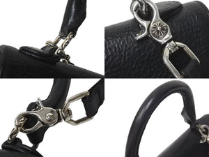 極美品 CHROME HEARTS クロムハーツ DOC ADAMS ドッグアダムス ハンドバッグ 2WAY BSフレア ブラック レザー シルバー925 中古 4c073123