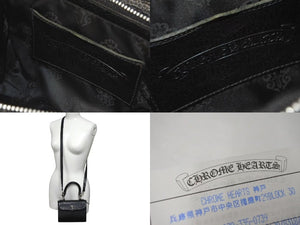 極美品 CHROME HEARTS クロムハーツ DOC ADAMS ドッグアダムス ハンドバッグ 2WAY BSフレア ブラック レザー シルバー925 中古 4c073123