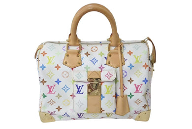 LOUIS VUITTON ルイヴィトン スピーディ30 ハンドバッグ M92643 モノグラム マルチカラー 村上隆 ホワイト 美品 中古 4c073124