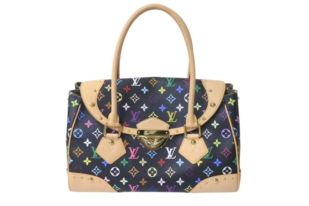 新品同様 LOUIS VUITTON ルイヴィトン ビバリーGM ハンドバッグ M40202 モノグラム マルチカラー PVC レザー 村上隆 中古 4c073125