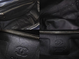 極美品 CHANEL シャネル コココクーン トートバッグ 14番台 ココマーク キルティング レザー ファー ネイビー シルバー金具 中古 4c073180