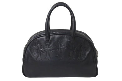 CHROME HEARTS クロムハーツ ジムバッグ ハンドバッグ スモール セメタリークロスパッチ レザー シルバー925 ブラック 美品 中古 4c073181