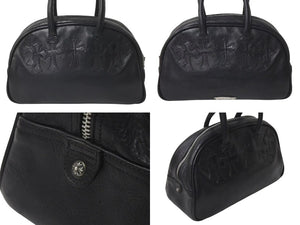 CHROME HEARTS クロムハーツ ジムバッグ ハンドバッグ スモール セメタリークロスパッチ レザー シルバー925 ブラック 美品 中古 4c073181