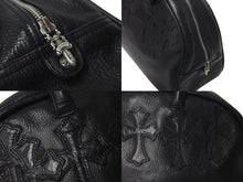 Load image into Gallery viewer, CHROME HEARTS クロムハーツ ジムバッグ ハンドバッグ スモール セメタリークロスパッチ レザー シルバー925 ブラック 美品 中古 4c073181