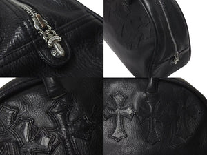 CHROME HEARTS クロムハーツ ジムバッグ ハンドバッグ スモール セメタリークロスパッチ レザー シルバー925 ブラック 美品 中古 4c073181