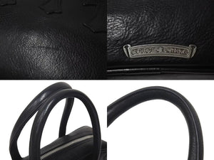 CHROME HEARTS クロムハーツ ジムバッグ ハンドバッグ スモール セメタリークロスパッチ レザー シルバー925 ブラック 美品 中古 4c073181