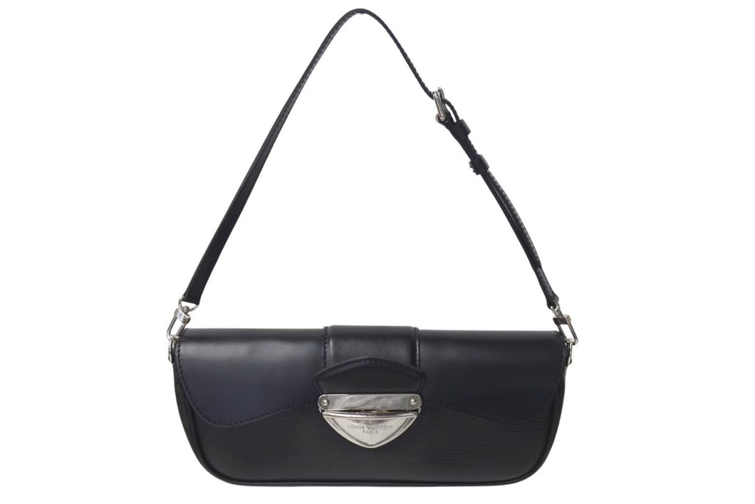 極美品 LOUIS VUITTON ルイヴィトン ポシェット モンテーニュ ワンショルダーバッグ M59292 エピ レザー ブラック シルバー 中古 4c073183