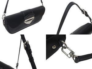 極美品 LOUIS VUITTON ルイヴィトン ポシェット モンテーニュ ワンショルダーバッグ M59292 エピ レザー ブラック シルバー 中古 4c073183