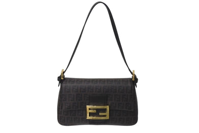 FENDI フェンディ ズッキーノ ミニマンマバケット ハンドバッグ ワンショルダーバッグ ブラウン ゴールド金具 美品 中古 4c073184 