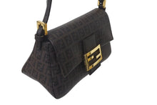 画像をギャラリービューアに読み込む, FENDI フェンディ ズッキーノ ミニマンマバケット ハンドバッグ ワンショルダーバッグ ブラウン ゴールド金具 美品 中古 4c073184 