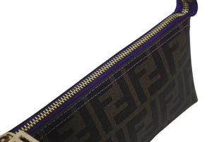 FENDI フェンディ ズッカ柄 バゲットチェーンクロスハンドバッグ 2020s SBR592/2305 ブラウン パープル ゴールド金具 美品 中古 4c073185