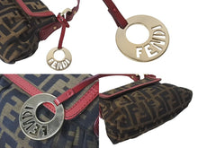 画像をギャラリービューアに読み込む, FENDI フェンディ マンマバケット ハンドバッグ ショルダーバッグ ズッカ柄 2000年代 キャンバス レザー ブラウン レッド 美品 中古 4c073187 
