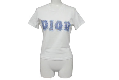 極美品 Christian Dior クリスチャンディオール 半袖Ｔシャツ 3P16155024 サイズ36 デニムロゴプリント ホワイト コットン 中古 4c073188