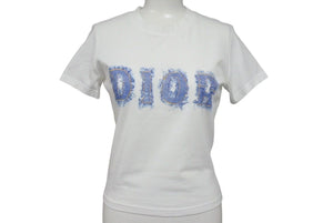 極美品 Christian Dior クリスチャンディオール 半袖Ｔシャツ 3P16155024 サイズ36 デニムロゴプリント ホワイト コットン 中古 4c073188