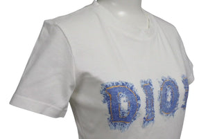 極美品 Christian Dior クリスチャンディオール 半袖Ｔシャツ 3P16155024 サイズ36 デニムロゴプリント ホワイト コットン 中古 4c073188