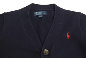 POLO RALPH LAUREN ポロ ラルフローレン カーディガン キッズ コットン ネイビー 4/4T 56/110cm 美品 中古 4c073189