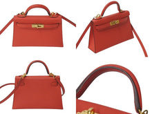 Load image into Gallery viewer, HERMES エルメス ミニケリー2 ヴォーエプソン ローズジャイプール ゴールド金具 外縫い 2WAY ショルダーバッグ X刻印 美品 中古 4c073195