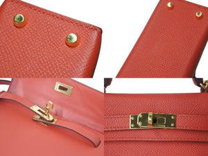 HERMES エルメス ミニケリー2 ヴォーエプソン ローズジャイプール ゴールド金具 外縫い 2WAY ショルダーバッグ X刻印 美品 中古 4c073195
