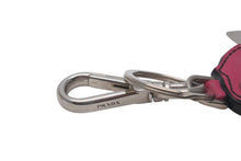 Load image into Gallery viewer, PRADA プラダ キーリング フラワーチャーム バラ ローズ レザー メタル ピンク グリーン シルバー金具 美品 中古 4c073219