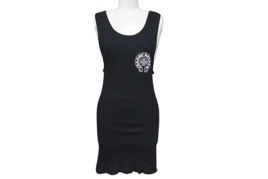 新品未使用 CHROME HEARTS クロムハーツ タンクトップ ホースシュー ノースリーブ サイズL ブラック CH クロス コットン 中古 4c073221