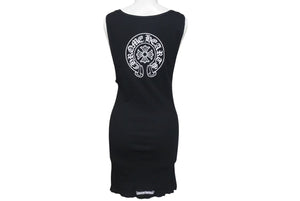 新品未使用 CHROME HEARTS クロムハーツ タンクトップ ホースシュー ノースリーブ サイズL ブラック CH クロス コットン 中古 4c073221