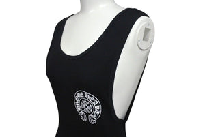 新品未使用 CHROME HEARTS クロムハーツ タンクトップ ホースシュー ノースリーブ サイズL ブラック CH クロス コットン 中古 4c073221