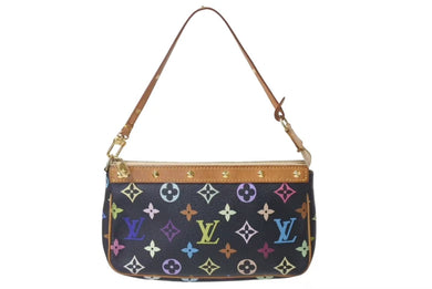 LOUIS VUITTON ルイヴィトン ポシェット アクセソワール アクセサリーポーチ M92648 モノグラムマルチ 村上隆 ブラック 美品 中古 4c073223
