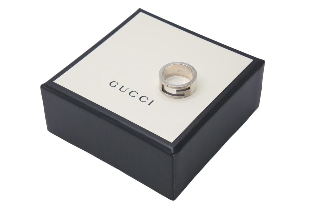 GUCCI グッチ リング ブランテッド BRANTED カットアウトG 指輪 7g 9号 シルバー925 中古 4c073241 