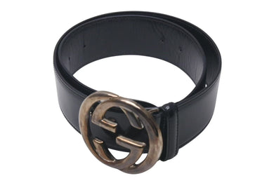 GUCCI グッチ ベルト GGバックル ヴィンテージ 036 1046 0979 レザー エナメル ブラック シルバー金具 サイズ80/32 良品 中古 4c073242