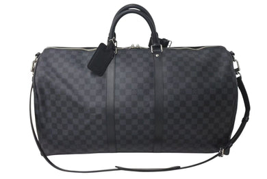 新品同様 LOUIS VUITTON ルイヴィトン キーポル バンドリエール55 ボストンバッグ N41413 ダミエグラフィット ブラック 中古 4c073245
